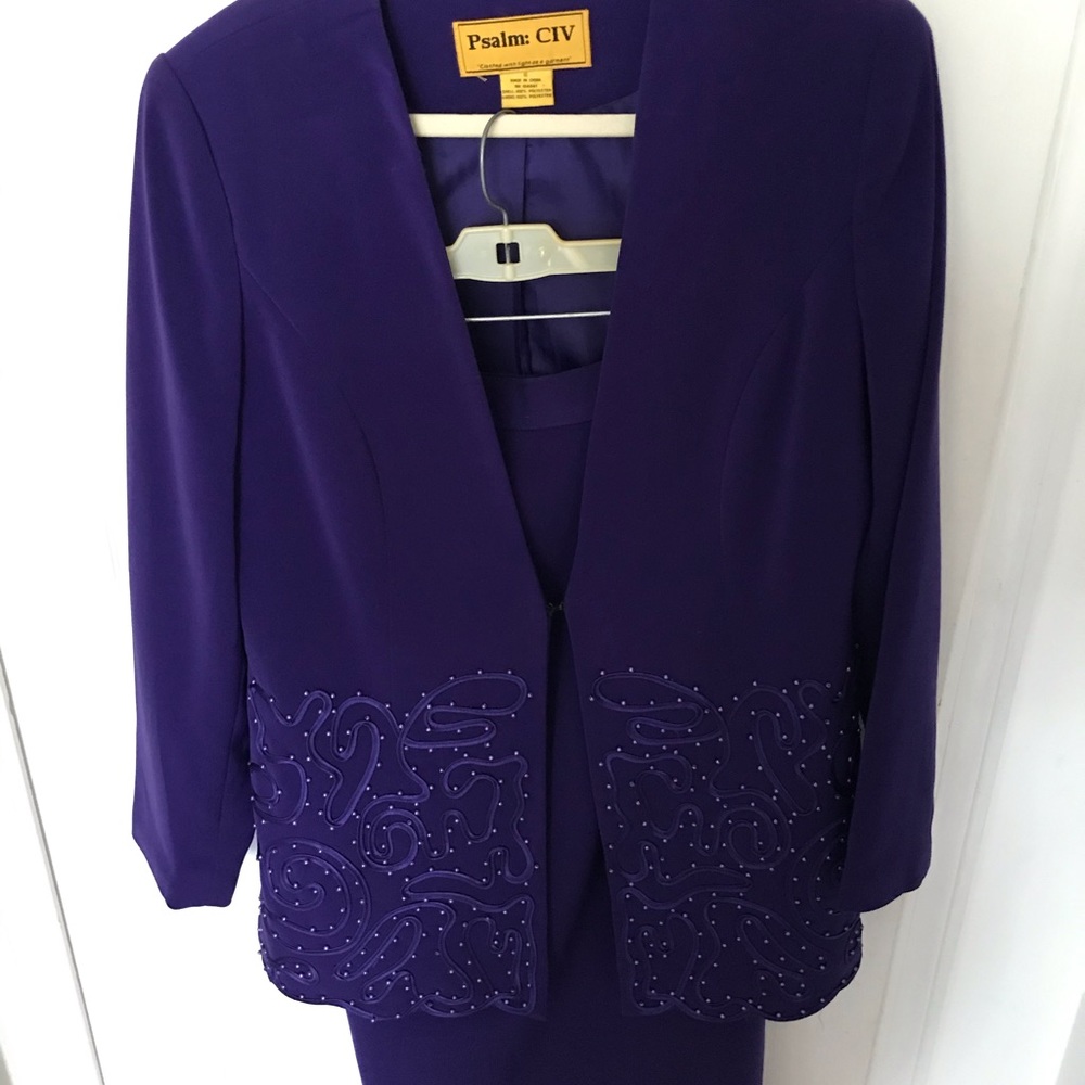 Beaded Royal Blue Skirt Suit